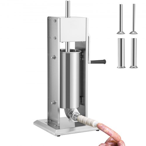 

VEVOR Poussoir à Saucisses Manuel 5 L Machine à Saucisses Verticale en Acier Inoxydable Alimentaire Ensacheuse Saucisse 4 Tubes de Remplissage 2 Vitesses Réglables pour Churros Saucissons Restaurant