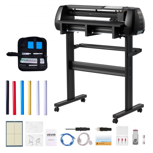 

VEVOR Plotter de Découpe Vinyle Largeur d'Alimentation Max. 720 mm, Traceur de Découpe Force et Vitesse Réglable, avec Doubles Lames, Écran LED, Film de Transfert et Logiciel Signmaster, Atelier