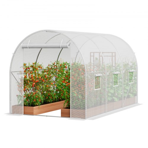 

VEVOR Serre Tunnel Jardin, 292x196x190 cm, Tente Abri Plantes avec Cadre en Acier Galvanisé, Couverture en PE Blanche, Porte à Glissière Enroulable, 6 Fenêtres, pour Extérieur Cultiver Légumes Fleurs