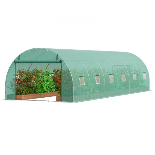 

VEVOR Serre Tunnel Jardin, 890x295x198 cm, Tente Abri Plantes avec Cadre en Acier Galvanisé, Couverture en PE Verte, Porte à Glissière Enroulable, 12 Fenêtres, pour Extérieur Cultiver Légumes Fleurs