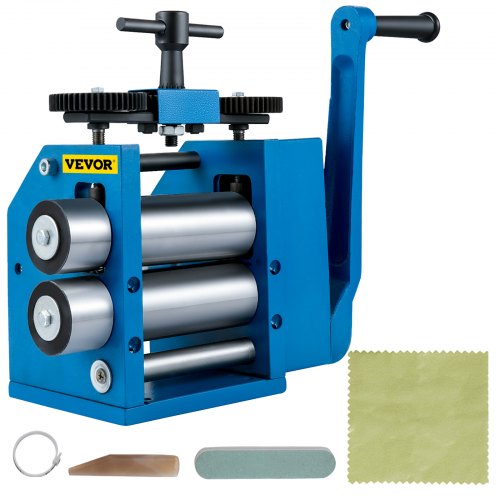 VEVOR Machine de Laminage de Bijoux, 110 x 48 mm Dimension du Rouleau Laminoir à Combinaison Manuel, Laminoir Plat Réglable Équipement de Traitement de Bijoux pour Bijouterie Atelier de Réparation
