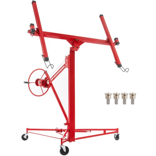 

VEVOR Lève-panneau roulant 435 cm outil levage de panneau pour cloisons sèches capacité de charge 68 kg acier au carbone bras télescopique 3 roues de verrouillage taille de plaque de plâtre 122x488 cm