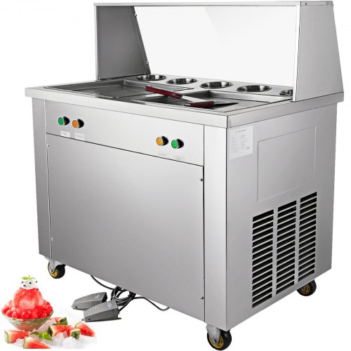 Machine À La Glace Yogourt Fritée, Crème Glacée, acier inoxydable, 5 cylindres