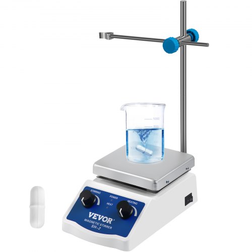 VEVOR Laboratoire Agitateur Magnétique SH-2 220V, Mélangeur d'agitateur magnétique 2000ML, avec barre d'agitation de plaque chauffante 12x12cm et support