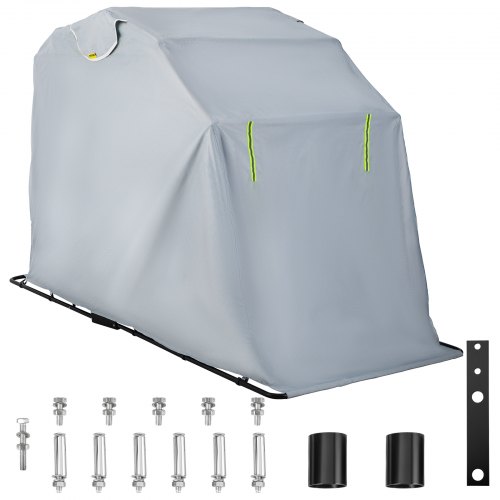VEVOR Housse pour Moto 270x105x155 cm, Couverture Imperméable Moto Vélo en Oxford 600D, Abri Moto Extérieur Antivol et Anti-Corrosion, Tente-Garage Capot Cadre en Acier Robuste, Bâche Abri Argent