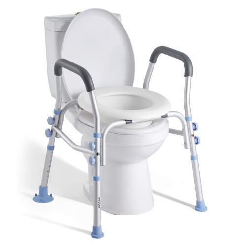 

VEVOR Rehausseur de Toilette avec Accoudoirs, Réhausse WC Charge 136 kg, Siège de Toilette Surélevé Hauteur Réglable, avec Protection Anti-éclaboussures, Personnes Âgées Handicapés Patients Enceintes