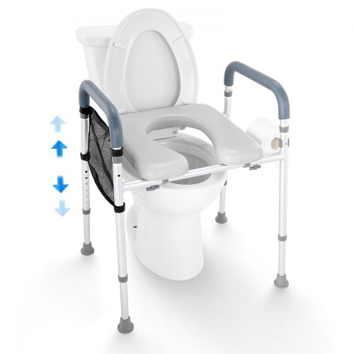 

VEVOR Rehausseur de Toilette Hauteur Réglable 49-64 cm à 7 Niveaux, Siège de Toilette Surélevé Universel Charge 158,7 kg, Cadre en Alu Rembourré, pour Personnes Âgées, Handicapés, Patients, Enceintes