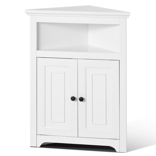 

VEVOR Armoire de rangement d'angle, 845 mm, petit meuble d'angle à 3 niveaux avec 2 portes en bois et étagères réglables, meuble cuisine d'angle autonome pour salon, cuisine, buanderie, chambre, blanc