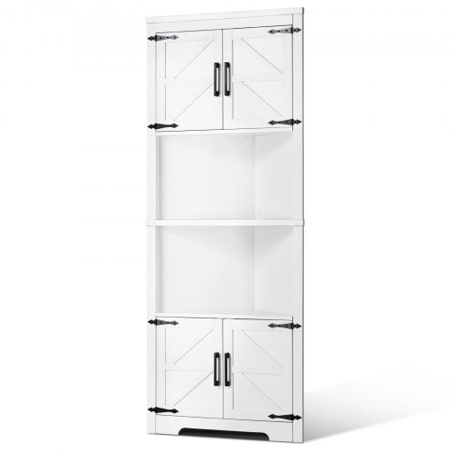 

VEVOR Armoire de rangement d'angle haute, 171 cm, meuble d'angle à 6 niveaux avec 4 portes en bois et étagères réglables, meuble cuisine d'angle autonome pour salon, cuisine, buanderie, chambre, blanc