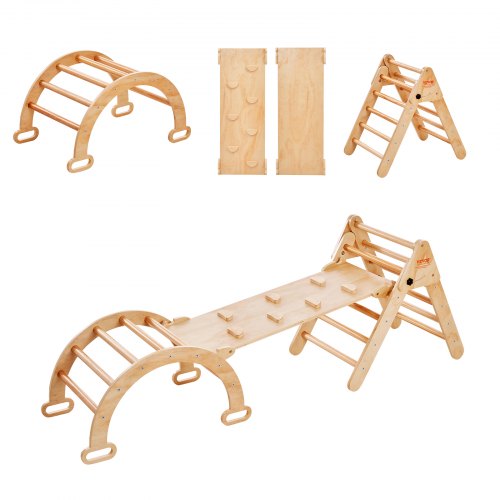 

VEVOR Kit Triangle d'Escalade 5-en-1 pour Enfants 1-3 ans en Bois Taille M