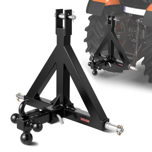 

VEVOR Attelage 3 Points avec Récepteur 5 cm, Fixation Rapide 3 Points, avec 3 Boules de Remorquage, Adaptateur Barre de Remorquage Robuste pour Travaux Agricoles pour Plupart Tracteurs à Attelage 5 cm