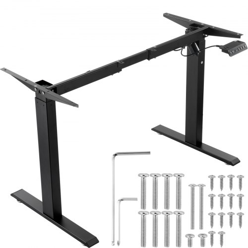 

VEVOR Cadre de bureau debout, hauteur réglable 70-117 cm, pieds de bureau d'ordinateur électrique, longueur 90-135 cm, base de poste de travail ergonomique pour maison, bureau, cadre uniquement, noir