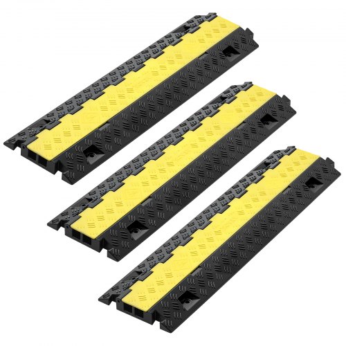 

VEVOR Rampe de Protection Câbles, Lot de 3, Passage de Câble au Sol 2 Canaux TPU, Charge 9979 kg, Canal 31x28 mm, Ralentisseur Vitesse avec Couvercle Rabattable, Passe Câble pour Intérieur, Extérieur