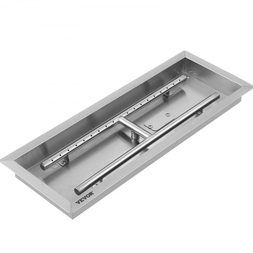 VEVOR Brasero Intérieur Extérieur Inox Bac à Feu en Acier Inoxydable Encastrer dans Table Basse Fonctionnement au Gaz Propane Peut Contenir Roches 9kg pour Salon Maison Foyer Jardin Terrasse 65x25x5cm