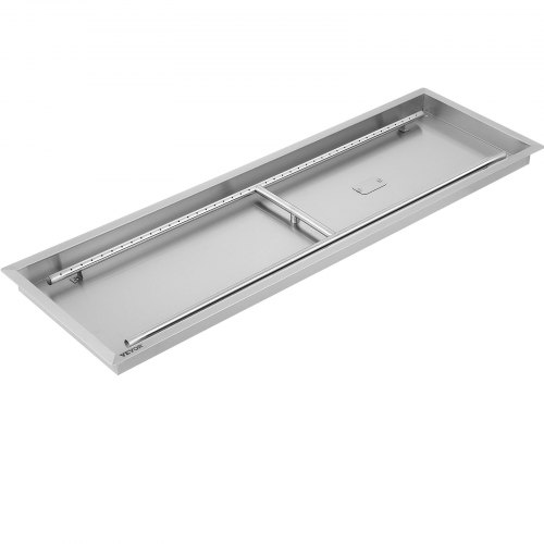 VEVOR Brasero Intérieur Extérieur Inox Bac à Feu en Acier Inoxydable Encastrer dans Table Basse Fonctionnement au Gaz Propane Peut Contenir Roche 36kg pour Salon Maison Foyer Jardin Terrasse 124x40x5c