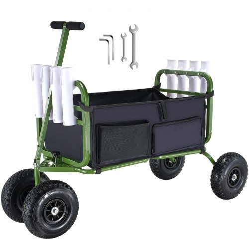 

VEVOR Chariot de Pêche de Plage Capacité de Charge 136,07 kg Chariot avec 8 Supports de Canne à Pêche Roues Gonflables en Caoutchouc 280 mm Chariot de Sable en Acier Robuste pour Pique-nique Plein Air