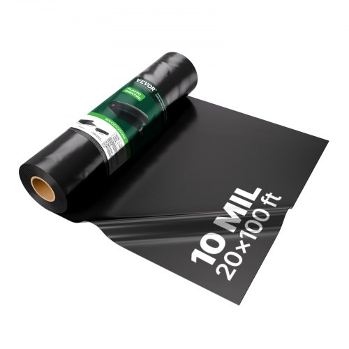 

VEVOR Bâche en plastique très résistante, 0,25 mm épaisseur, rouleau de bâche en polyéthylène épais, 6,96 x 30,48 m, bâche protection peinture, pour pare-vapeur de vide sanitaire, multi-usages, noir