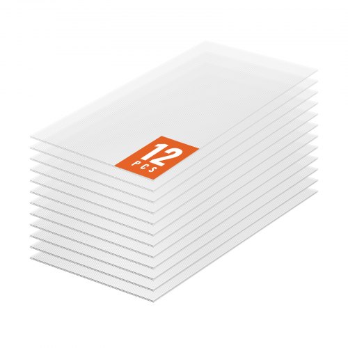 

VEVOR Plaque en Polycarbonate, 1210x605x6 mm, Panneaux de Toit en Feuilles, Lot de 12, Toiture Plastique Ondulé Imperméable, Protection contre UV, Transparent, Résistant aux Chocs, pour Serre, Jardin
