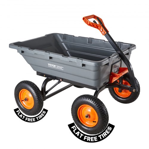 

VEVOR Chariot de Jardin Basculant 680 kg Chariot à Benne Basculante en Polypropylène pour Transport de Plantes Terre Récoltes, avec Basculement Rapide 90°, Poignée 2 en 1, Essieu Directionnel 270°