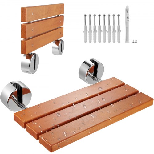 

VEVOR Siège de Douche Rabattable en Teck, 51 x 33,5 cm Déplié, Banc de Douche à Fixation Murale, Capacité de Charge 199,58 kg, pour Personnes Âgées Femmes Enceintes et Enfants, Salle de Bain Entrée