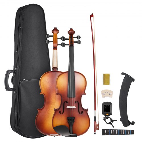 

VEVOR Violon 4/4, Kit Violon Débutants en Bois Massif avec Étui, Colophane, Archet, Épaulière, Chevalet, Cordes de Rechange, Instrument de Musique Professionnel, pour Étudiants, Adultes, Marron Mat