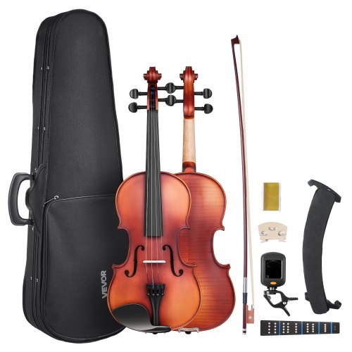 

VEVOR Violon 4/4, Kit Violon Débutants Bois Massif avec Étui, Colophane, Archet, Épaulière, Chevalet, Cordes de Rechange, Instrument Musique Professionnel, pour Étudiants, Adultes, Marron Mat à Motif