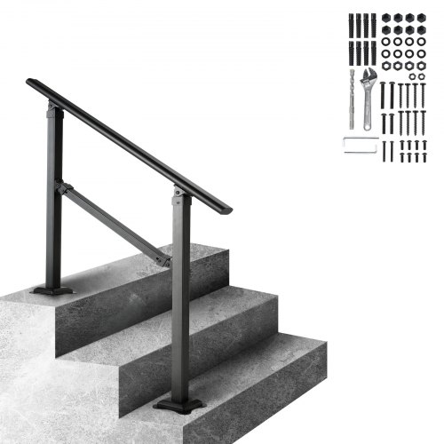 VEVOR Rampe Escalier 914,4 mm Garde-corps Escalier pour 3 Marches Main Courante Extérieur en Acier a