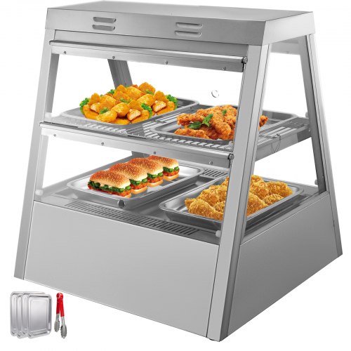 VEVOR Vitrine Chauffante,Présentoirs de Nourriture,Food Warmer Display,Affichage de Réchauffeur de Nourriture pour Cantines/Boulangeries/Cafés/Restaurants (69x63x74cm)