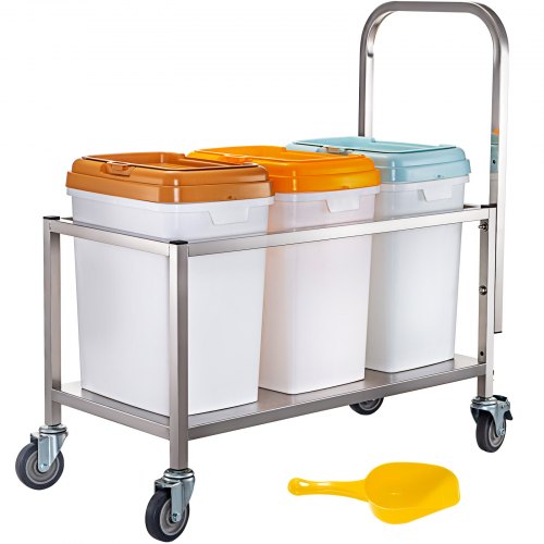 Vevor 3pcs Bac à Riz Roulettes Bacs De Stockage à Céréales Chariot Rangement 33l