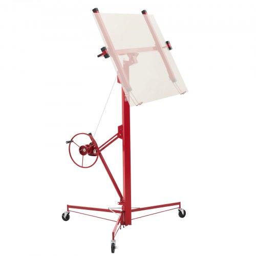 

VEVOR Lève Plaque 4,88 m Lève Plaque de Plâtre Charge 68 kg Outil Élévateur Panneau Cloison Sèche pour Aide Montage Plafond Mur, avec Bras Télescopique Réglable 1,2-2,9 m, Roues Verrouillables, Rouge