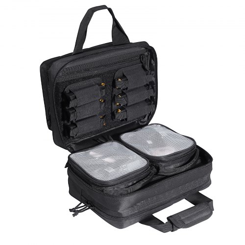 

VEVOR Sac de Tir pour 2 Pistolets, Étui Souple pour Chasse avec 2 Sacs à Pistolet Amovibles Intégrés et 6 Chargeurs Détachables, Sacoche Tactique Verrouillable, pour Ranger Armes de Poing, Noir