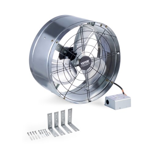 

VEVOR Ventilateur d'Extraction de Grenier, 380x200 mm, Extracteur d'Air de Grenier avec Thermostat Réglable, Maille Extérieure, Capacité Flux d'Air 1300 CFM, pour Pignon, Toit, Garage, Atelier, Maison