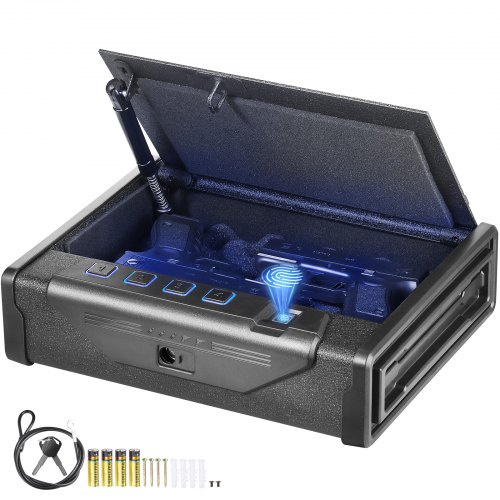 VEVOR Coffre-Fort de Pistolet en Acier Coffre-Fort Biométrique pour 2 Pistolets 3 Moyens de Déverrou