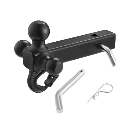 

VEVOR Attelage de Remorque, Support de Boule d'Attelage avec Crochet et Goupille, Convient au Récepteur 50 mm, avec Boules 47,6/50/58,7 mm, Capacité 4535 kg, pour Camping-cars, VUS, VTT, Camions, Noir
