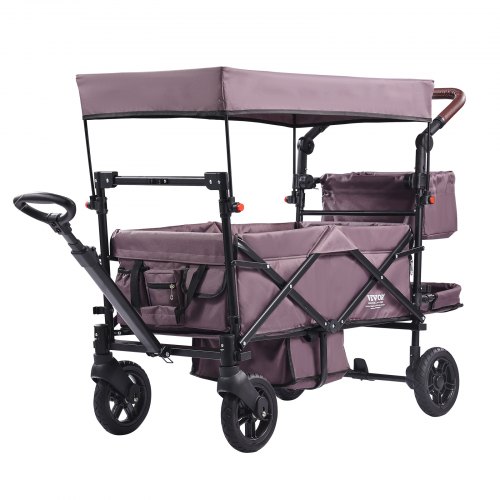 

VEVOR Chariot Pliable pour 2 Enfants Poussette de Transport 25 kg Violet Foncé