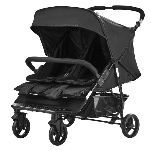 

VEVOR Poussette double, côte à côte, poussette jumeaux légère pliable siège tandem, repose-pieds réglable, poignée rotative, harnais de sécurité, panier de rangement, pour nouveau-né, tout-petit, noir