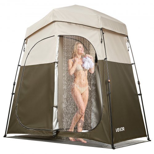 

VEVOR Tente de Douche de Camping, Abri d'Intimité Extérieur Portable et Pliable, Cabine d'Essayage Toilette pour Plage Pêche, 2 Compartiments, en Tissu Oxford 150D, avec Piquets Cordes et Sac