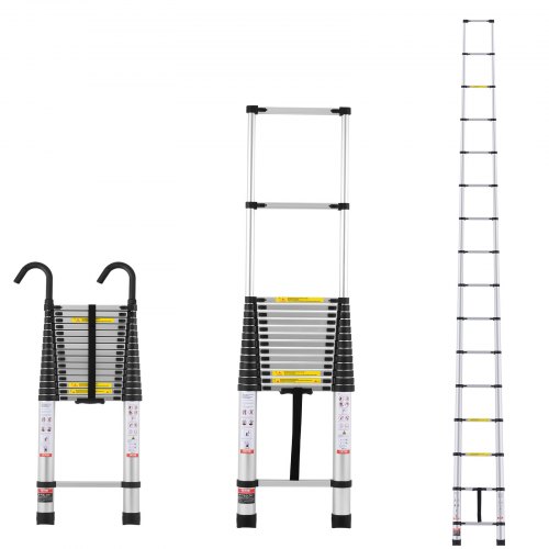 

VEVOR Échelle Télescopique Aluminium, 6,2 m, Escabeau Extensible Capacité 170 kg, Pieds Antidérapants, Échelle Compacte Portable Pliable Rétraction Multi-boutons, pour Réparation Maison Camping-car