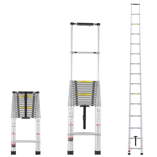 

VEVOR Échelle Télescopique Aluminium, 6,2 m, Escabeau Extensible Capacité 190 kg, Pieds Antidérapants, Échelle Compacte Portable Pliable Rétraction Multi-boutons, pour Réparation Maison Camping-car