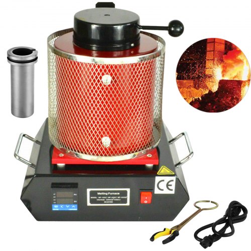 VEVOR Four de Fusion Automatique Numérique 2 kg 150 °C 1750 W Four de Fusion Électrique pour Métaux avec Creuset Graphite pour Raffinage de Métaux Ferraille de Fusion Argent Or Cuivre en Aluminium