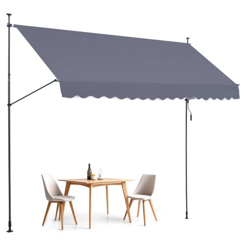 

VEVOR Auvent de terrasse rétractable 400 x 120 cm, store banne manuel avec manivelle, hauteur réglable 218-310 cm, abri pare-soleil extérieure de balcon résistant aux UV pour patio, balcon, cour, gris