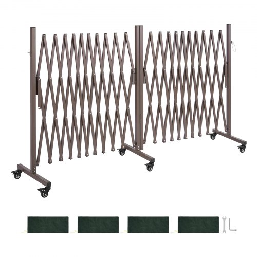 

VEVOR Barrière de Sécurité Extensible Double Barrière Accordéon Rotative 0-180° Clôture Pliable 8,18 m pour Terrasse, Jardin, Escaliers, Mobile, Roulettes à Verrou, Longueur Rétractée 71 cm, Marron
