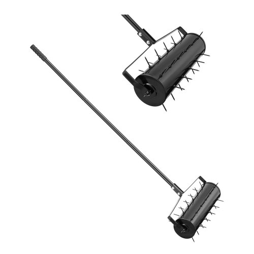 

VEVOR Aérateur de Pelouse Gazon Roulant Manuel 533,4 mm Poignée Amovible Noir
