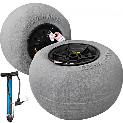 VEVOR Roues de Plage 2 x 33 cm Pneus Ballon Roues de Plage Capacité 55 kg Roue de Ballon Plage Basse Pression Traverser Plage Transporter sur Tous Les Terrains Sablonneux Camping Pêche & Jardinage
