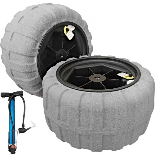 VEVOR Roues de Plage 2 x 40 cm Pneus Ballon Roues de Plage Capacité 80 kg Roue de Ballon Plage Basse Pression Traverser la Plage Transporter sur Tous Les Terrains Sablonneux Camping Pêche & Jardinage