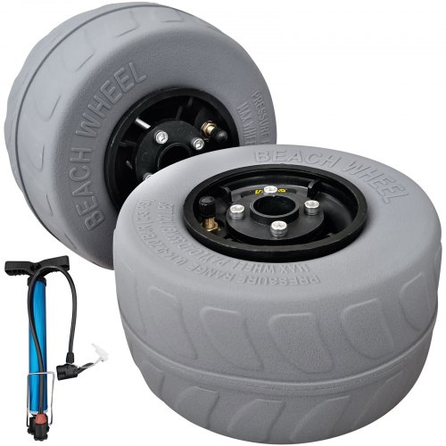 VEVOR Roues de Ballon de Plage 2 x 26 cm Pneus Ballon Roues de Plage Capacité 35 kg Roue Ballon Basse Pression Traverser la Plage Transporter sur Tous les Terrains Sablonneux Camping Pêche & Jardinage