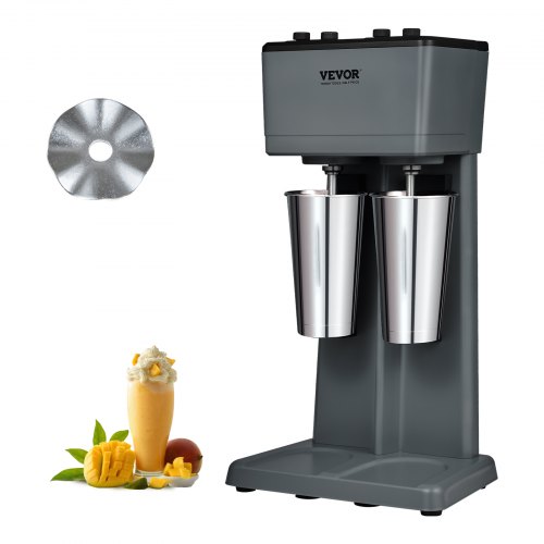 

VEVOR Mixeur Électrique pour Milkshakes 2 Têtes Machine à Milkshake 500 W 3 Vitesses 15000/18000/21000 tr/min 2 Gobelets en Inox 820 mL pour la Préparation des Boissons Thé au Lait Smoothie Maison Bar