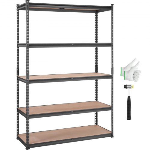 

VEVOR Étagère de Rangement 5 Niveaux Réglables Étagère de Garage Métallique Charge Lourde 907,2 kg 121,9x45x182,9 cm Meuble Rayonnages de Stockage pour Cuisine Atelier Sous-sol Salle de Bain Buanderie