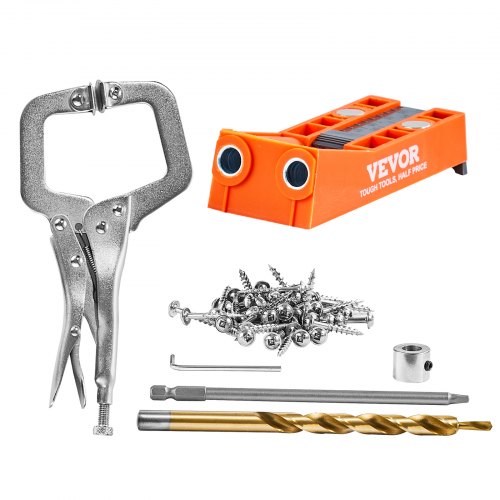 

VEVOR Kit de Gabarit de Trou de Poche Profondeur Réglable 12,7-38,1 mm Système de Trou de Poche en Nylon Renforcé Gabarit de Perçage Oblique Kit Complet avec 1 Pince en C pour Travaux de Menuiserie