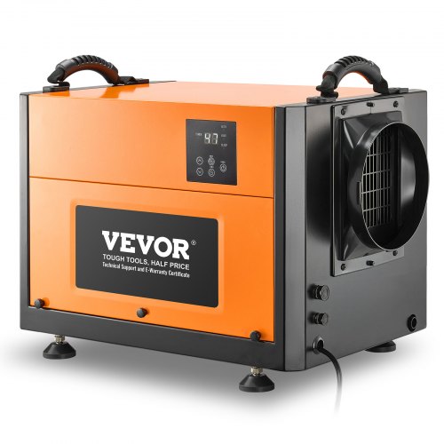 

VEVOR Déshumidificateur Commercial 50 L Déshumidificateur Industriel Portable en Métal, avec Tuyau de Vidange, Écran LED, pour Sous-sol, Buanderies, Salle de Stockage, Dégivrage Drainage Automatique